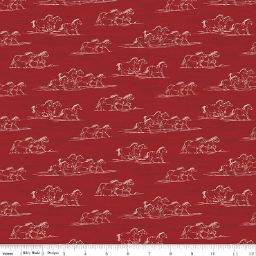 The Homestead - Horse Toile - C18232 Red - by Tara Reed - Riley Blake Designs - 100% Cotton